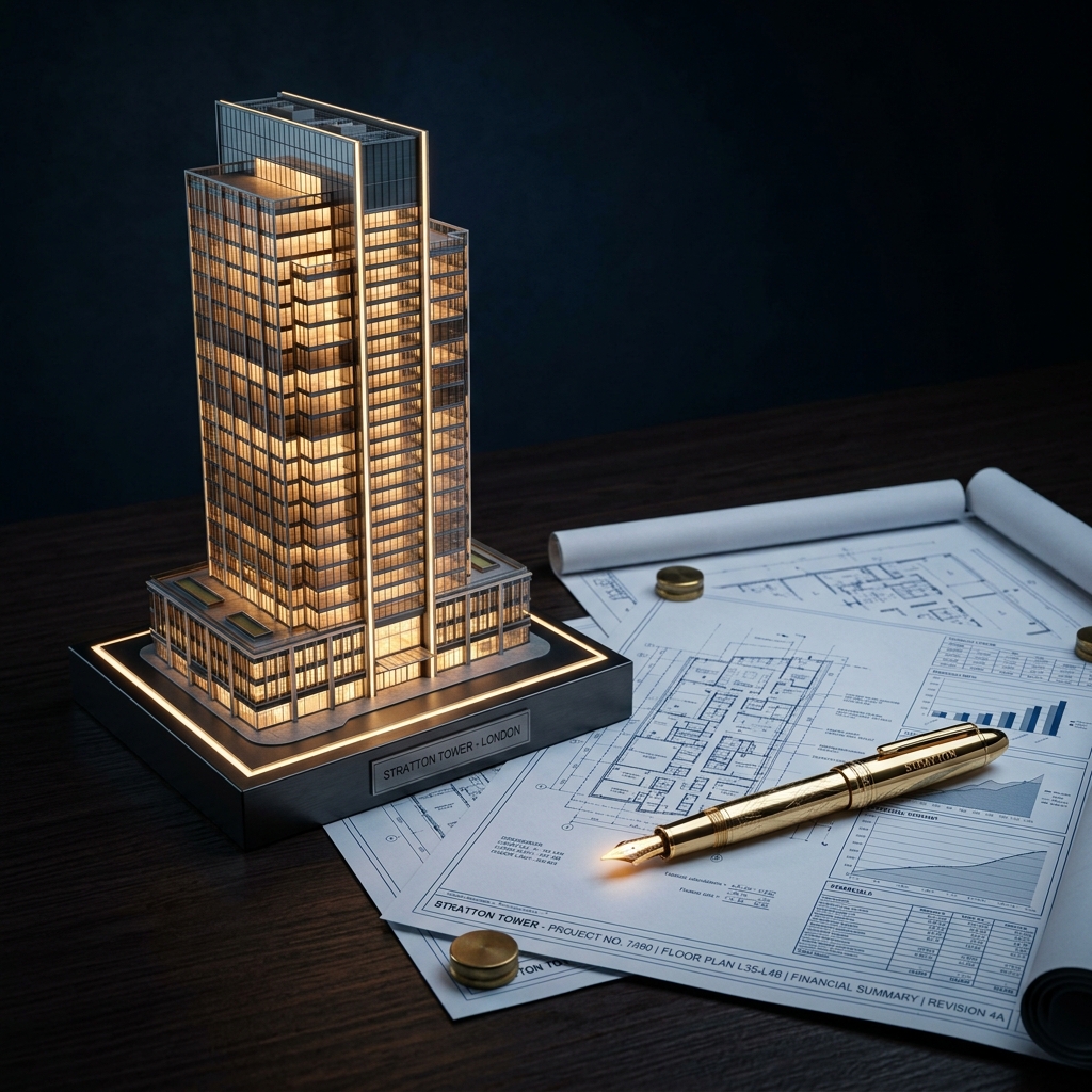 Planta e modelo financeiro arquitetônico